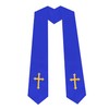 UIALECG Royal Blue Clergy Stole with Embroidery Cross 72", Traditional