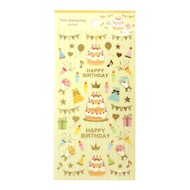 Transparent Sticker Large Foil Stamping [Birthday] Sticker Gold Foil Notebook Diary Decor Stylish Cute 509