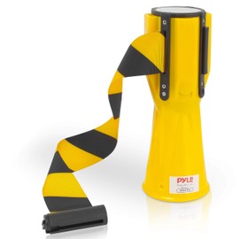 PYLE Black Retractable Traffic Cone Hazardous Caution Tape Style, Warning/Emergency Belt, Magnetic & Weather Resistant Design, Interlocking w/Multiple Units & Indoor/Outdoor Use PCNTP16