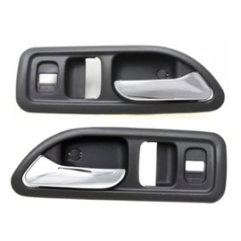For Honda Accord 1994-1997 Door Handle Driver and Passenger Side Pair Front Interior Gray Bezel With Chrome Lever With Door Lock Button EX/LX/SE HO1352115, HO1353115 | 72166SV2003ZB, 72126SV2003ZB