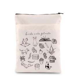 Books Cats Plants Book Sleeve Funny Book Lover Gift Bookish Book Sleeve Librarian Gift Cat Mom Plant Lady Bookworm Gift (C-Books Cats)