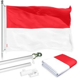 3x5 Indonesia Flag and Flagpole Set International 3x5 foot Tanglefree Flag Pole Set Includes Flag 6 ft Pole and Bracket (Indonesia Spinner Pole and Flag Set)