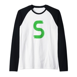 Creative Bold Green Letter S - Design Alphabet - Marker Raglan Baseball Tee