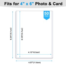 Ndsox 50 Pack 4" x 6" Rigid Print Protectors Hard Plastic Photo Card Sleeves Top Loading Rigid Sheet Protectors Postcard Picture Sleeves Paper Page Document Holders, Card Memories Collectibles Storage