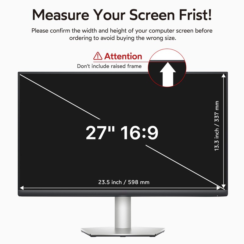 bersem 2 Pack 27 inch Removable Computer Privacy Screen Filter