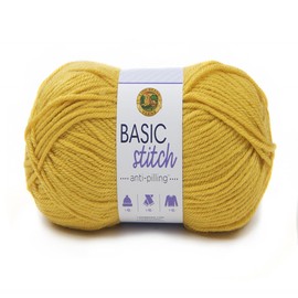 Lion Brand Yarn Basic Stitch Anti-Pilling Knitting Yarn, Yarn for Crocheting, 1-Pack, Mustard
