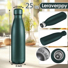 Leraverppy 25oz Cola-Bottle Shaped Stainless Steel Leak-proof Water Bottle,Double Wall Vacuum Insulated Metal，Travel Mug For Sports Indoors & Outdoors,BPA-Free Kids Flasks,Army Green(2 Pack)