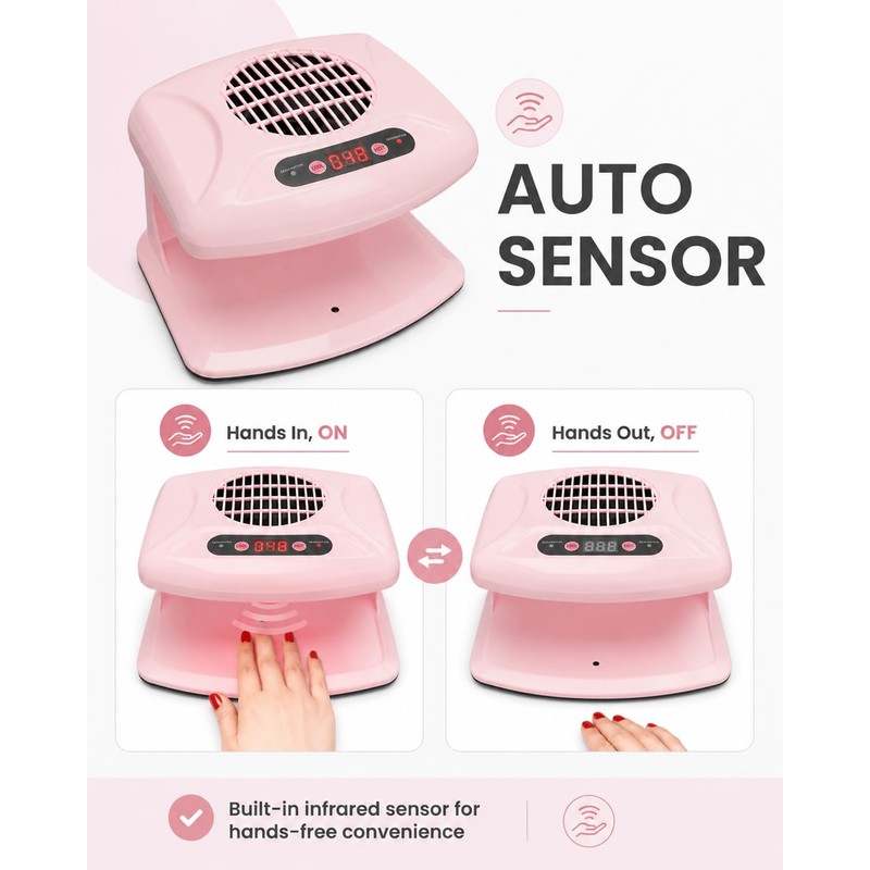 Nail Dryer Fan, 300W Nail Fan for Regular Polish, Pink