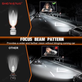 SHENKENUO 9005 + H11 LED Headlight Combo High Low Beam Bulbs Kit Super White Bright Lamps