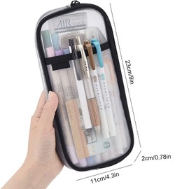 Estuche de Malla de Nylon con Cremallera de Malla, Estuche Transparente para Lápices con Compartimento, para Colegio, Oficina, Viaje (Blanco)