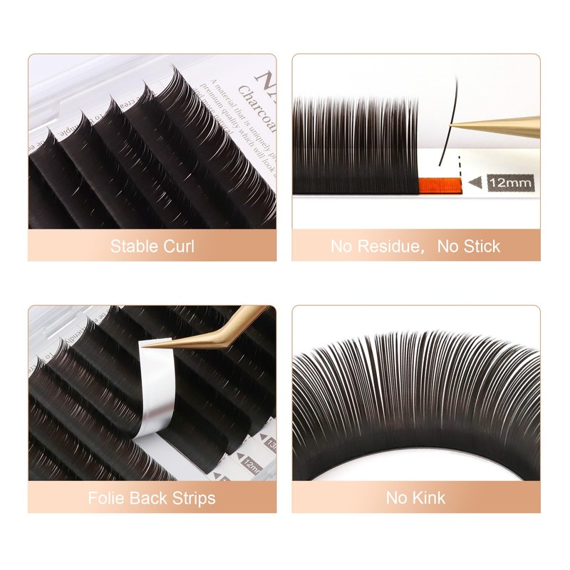 NAGARAKU Double Tips Flat Ellipse Eyelash Extensions Supplies 0.15 LC
