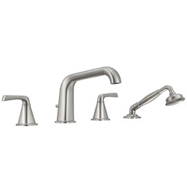 Bathtub Faucet Brushed Nickel Brass Bathroom 4 Hole