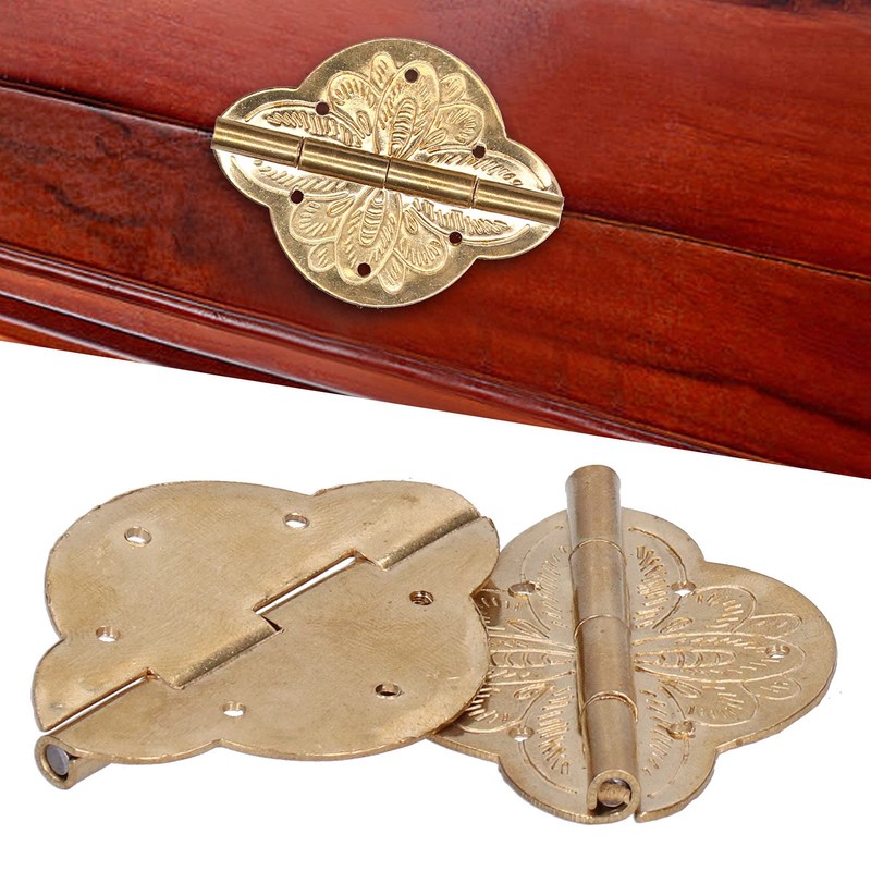Set of 2 Door Hinge, Antique Furniture Hinge Small Brass