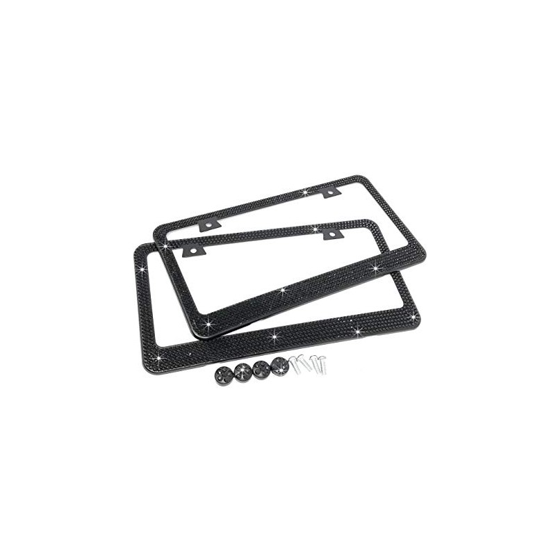 JR2 Premium 2 PCS Shining Crystal License Plate Frame+Free Crystal