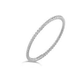 10K White Gold Dainty Stackable Rope Cable Design Thin Slender Band Ring - Size 7