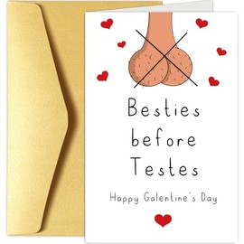Chenive Funny Galentines Day Card for Bestie Sister, Rude Galentine's Day Card for Best Friend, Cheeky Happy Galentine's Day Gifts for Her Women, Besties Before Testes
