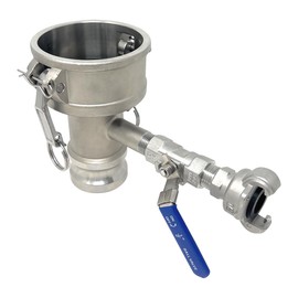 Gloxco Cam and Groove Fitting, Type DA with 1/2" Blowdown Assembly, Stainless Steel, 3" Female Camlock Coupler x 2" Male Camlock Adapter (CAM-3020-DABD05-SS)