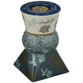 Up Words by Pavilion Teal Tea Light Candle Holder, Family Sentiment, 5-1/2-Inch Tall, Includes Tea Light Candle