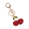 Sweet Cherry Keychain, Zinc Alloy Key Ring with Rhinestone Decoration,