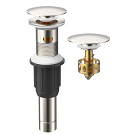 OUMDAVOY Bathroom Sink Drain with Overflow, Vessel Sink Pop-up Drain with Detachable Basket Stopper, Anti-Explosion and Anti-Clogging Drain Strainer,Brushed Nickel
