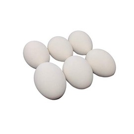 Ceramic Chicken Nesting Eggs (White) - Fake Training Eggs for Laying Chickens, Hen Nest Boxes & Home Decoration - 6 Pack