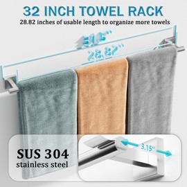 Alise 32 Inch Bathroom Towel Bar SUS304 Stainless Steel Towel Racks for Bathroom, Wall Mounted Towel Rack Heavy Duty Hand Towel Holder Brushed Nickel Single Towel Bar