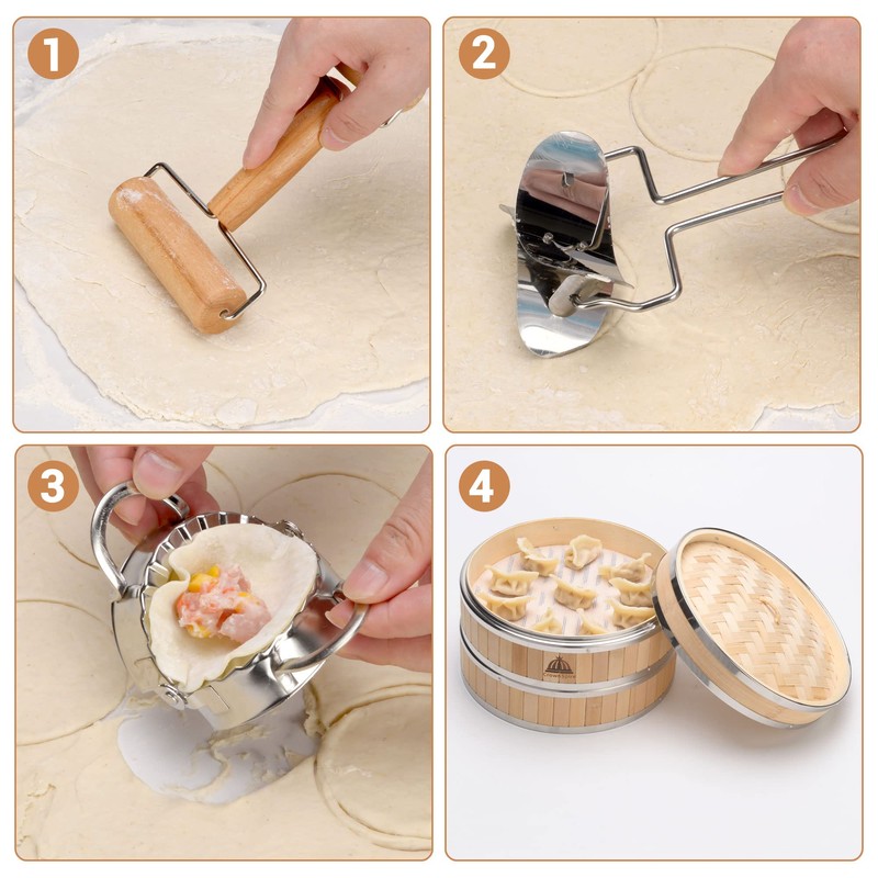 CROWNSPIRE 2 Tier Bamboo Steamer | Bamboo Steamer Basket with