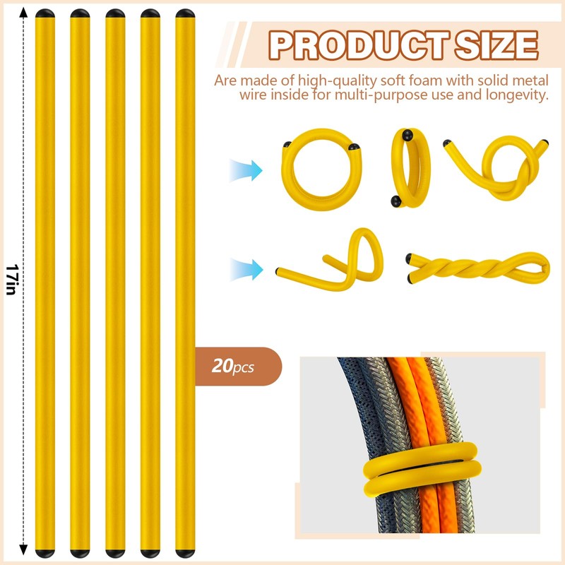 Ninehaoou 20 Pcs 17 Inch EVA Foam Twist Rubber Ties