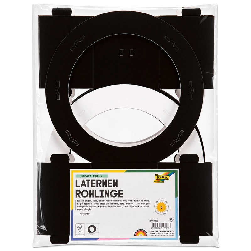 Folia Round Lantern Blanks Pack of 5 Black