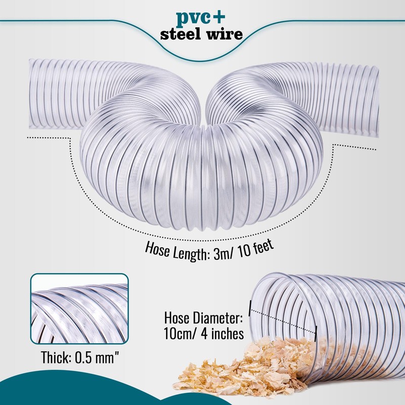 4" X 10' Dust Collection Flexible Hose with 4 In