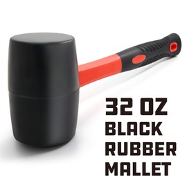 Powerbuilt Rubber Mallet 32 Ounce with Fiberglass Handle, 32oz, Non-Slip Grip, Non-Marring, Shock-Absorbing - Red 950195