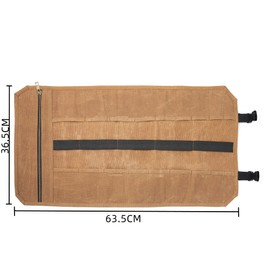 Tool Bag Heavy Duty Waxed Canvas Tool Roll Bag Tool Organizer (L) 63.5cm x (H) 36.5cm Khaki