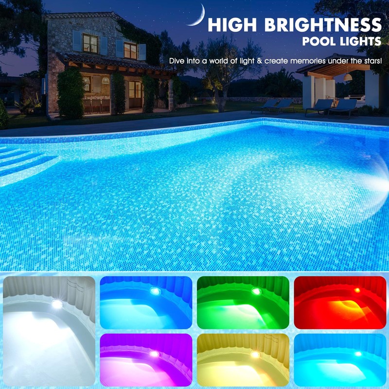Submersible Pool Lights with Remote, High Brightness Swimming Led Pool