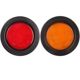 2.5" Inch Round Led Trailer Marker Lights, 8 Amber + 8 Red 2.5" Round Led Side Clearance Marker Lights Front Rear Truck Trailer Lights Sealed Flush Mount w/Rubber Grommets and 2 Prong Wire Pigtails