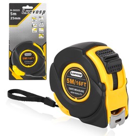Luevosp Tape Measure 16-Ft(5m) with Inch and Metric Ruler, Compact Size, Shock Absorb, Retractable (B50225)