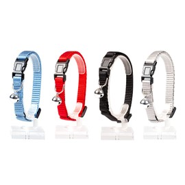 duvoplus, Plain Nylon Cat Collar 20-30cm/10mm Random Colors Adjustable to Your Cat Size Easy to Use Outdoor Quality with Convenient Safety Device