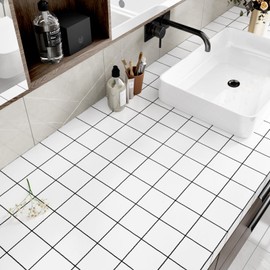 Yullpaper White Grid Plaid Removable Wallpaper Peel and Stick 24"X118" Geometric Modern White Checkerboard Contact Paper for Countertops Prepasted Wallpaper for Walls Shelves Drawer Liner Decorative