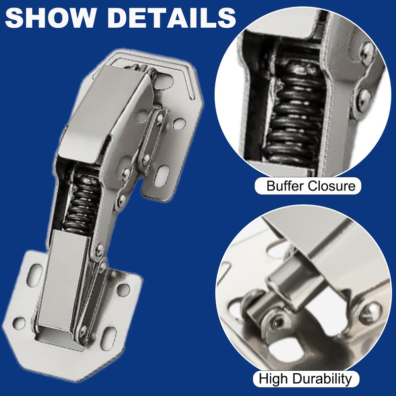 6PCS Soft Close Cabinet Hinge, No Pre-Drilled Cabinet Hinges, Surface