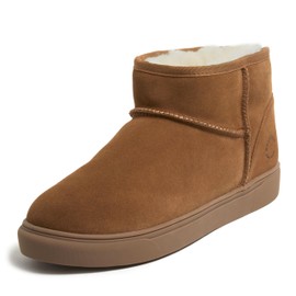 Fireside by Dearfoams Bathurst Men's Slipper Shearling Micro Bootie Indoor Outdoor House Shoe, Chestnut, 12