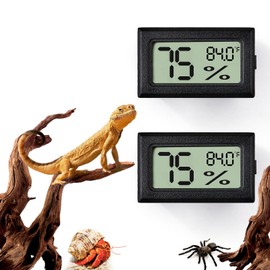 BSRESIN 2 PCS Rectangle Reptile Thermometer and Humidity Gauge for Bearded Dragon Accessories, Reptile Tank Accessories for Jumping Spider, Leopard Gecko, Hermit Crab, Gecko, Ball Python, Lizard
