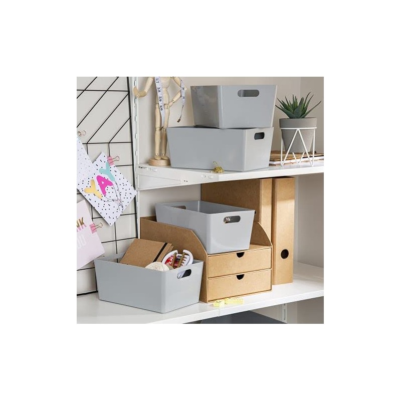 WHAM Studio Basket 4.02 Rectangular Cool Grey Plastic Storage Baskets