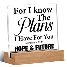 Christian Graduation Gifts, Christian Quote for I Know the Plans I Have for You Acrylic Sign, Religious Graduation Gifts, Grad Gift Desk Decor 4 x 4 Inches