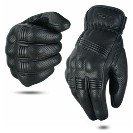 JAUNTY Guantes de Moto de Verano, Guantes de Cuero para Carreras de Motos, Guantes Protectores de Pantalla tctil para Hombres y Mujeres               