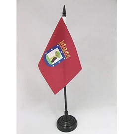 Madrid Table Flag 4'' x 6'' - Madrid Desk Flag 15 x 10 cm - Black plastic stick and base - AZ FLAG
