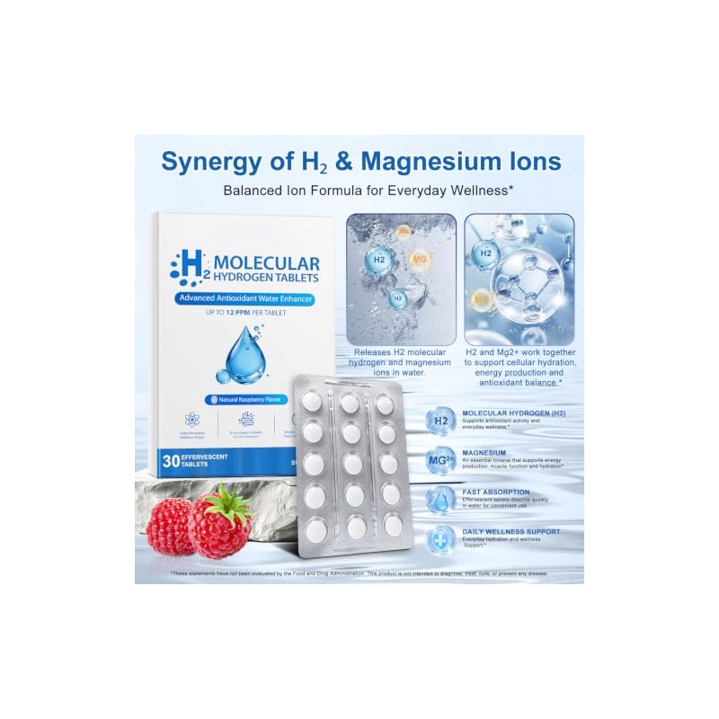 Hydrogen Water Tablets, Molecular Hydrogen Tablets for Drinking Water, Supports