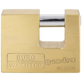 Burg-Wächter Safety Technology Cylinder Padlock Long Shackle Brass Padlock – Brass, 20 x 20 x 10 cm quadra 444 70