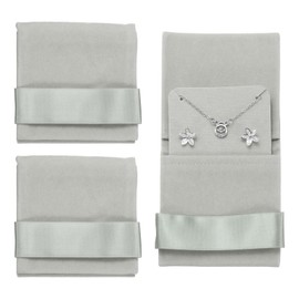 sourcing map Velvet Jewelry Pouch with Insert Pad 3.5 x 3.3 Inch Soft Jewelry Package Gift Storage Bag Easy to Carry Fit for Rings Necklace Bracelet, Gray