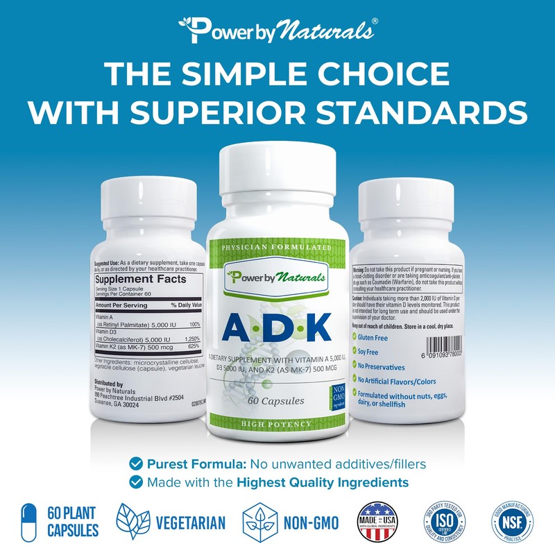Power By Naturals ADK Vitamin Supplement - High Potency Blend