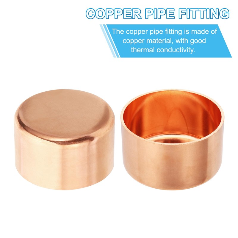 PATIKIL 4" Copper Pipe End Cap, 1Pcs Copper Fitting Cap