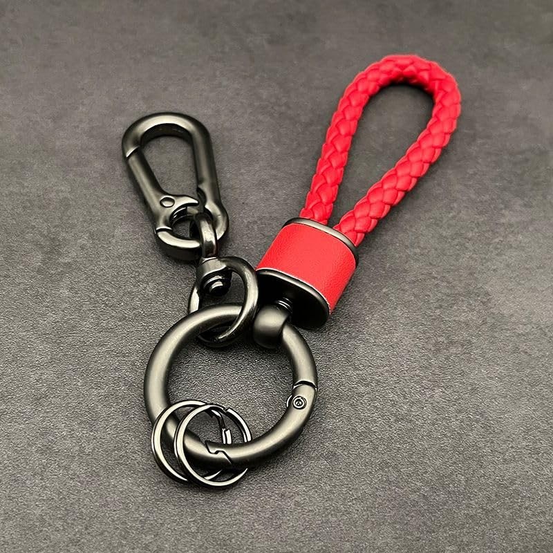 Rockyu Keychain, Men's, Women's, Genuine Leather, Braided Leather Key Ring,